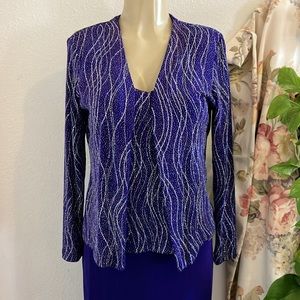Vintage Dress Ronni Nicole By Ouida 2 Pc Purple Long with Elver Glitter Upper